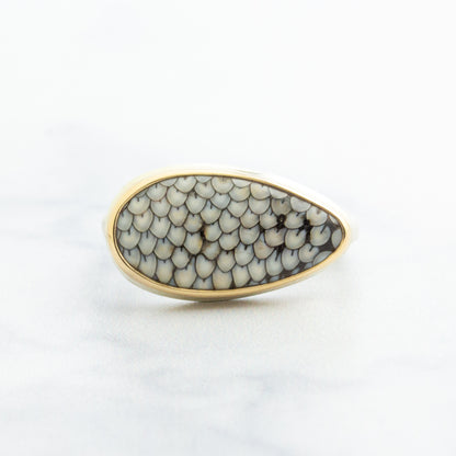 Sterling & 14K Gold Snakeskin Agate Ring