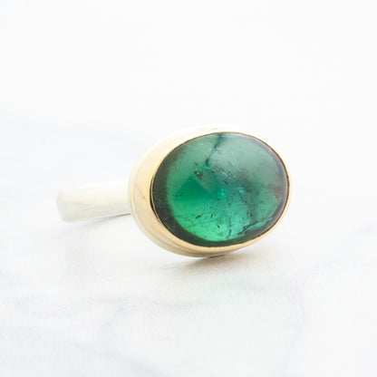 Sterling & 14K Gold Indicolite Ring