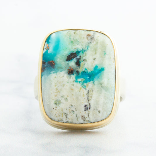 Sterling & 14K Gold Indonesian Blue Opal Ring