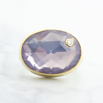 Sterling & 14K Gold Lavender Amethyst & Diamond Ring
