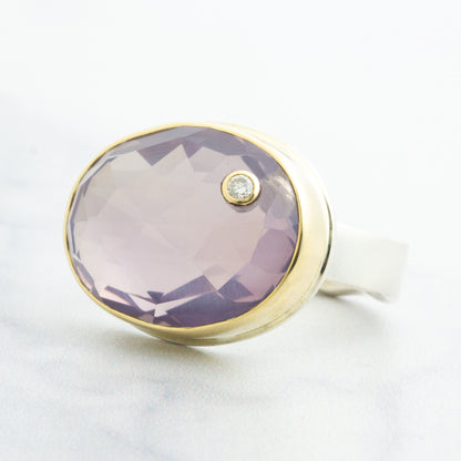 Sterling & 14K Gold Lavender Amethyst & Diamond Ring