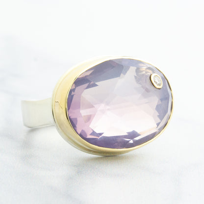 Sterling & 14K Gold Lavender Amethyst & Diamond Ring