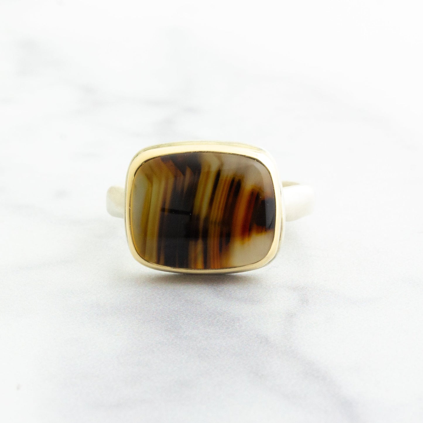 Sterling & 14K Gold Montana Agate Ring