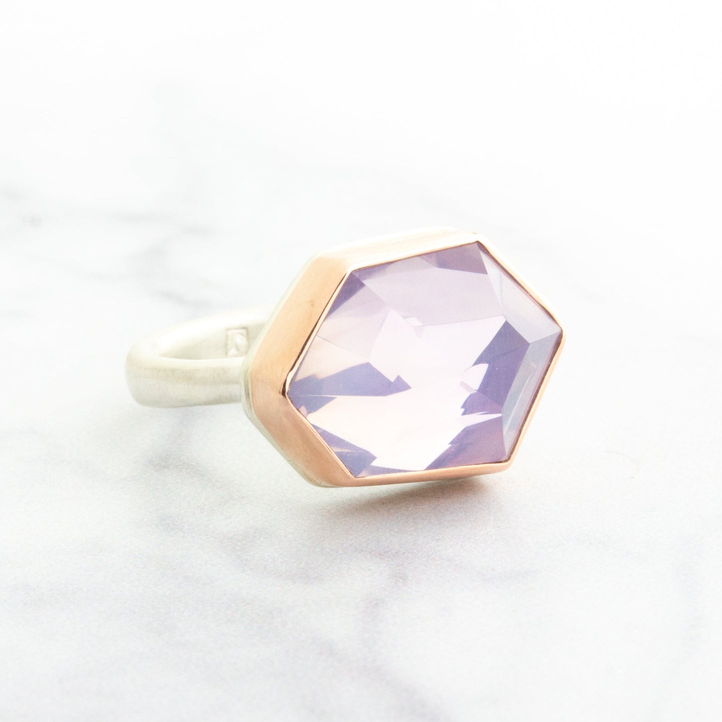 Sterling & 14K Rose Gold Lavender Amethyst Ring