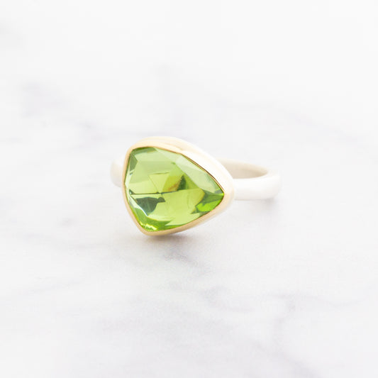 Sterling & 14K Gold Faceted Peridot Ring