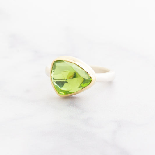 Sterling & 14K Gold Faceted Peridot Ring