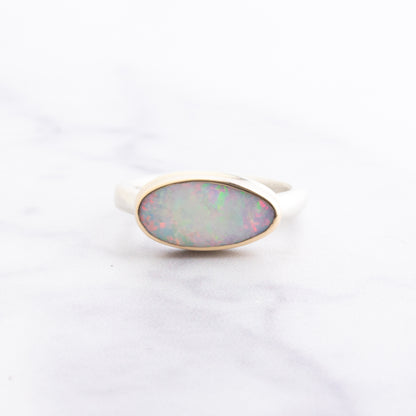 Sterling & 14K Gold Small Australian Opal Ring