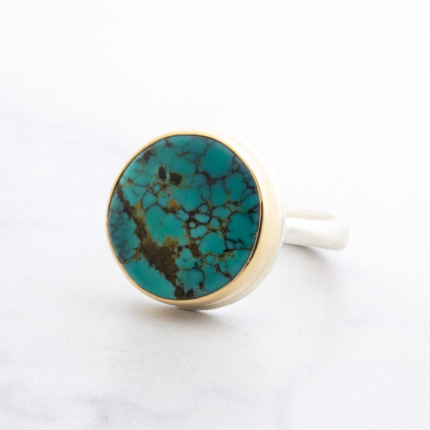 Sterling & 14K Gold Hubei Turquoise Ring