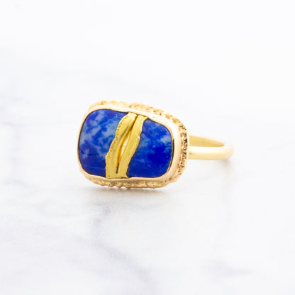 18K Golden Joinery Lapis Ring