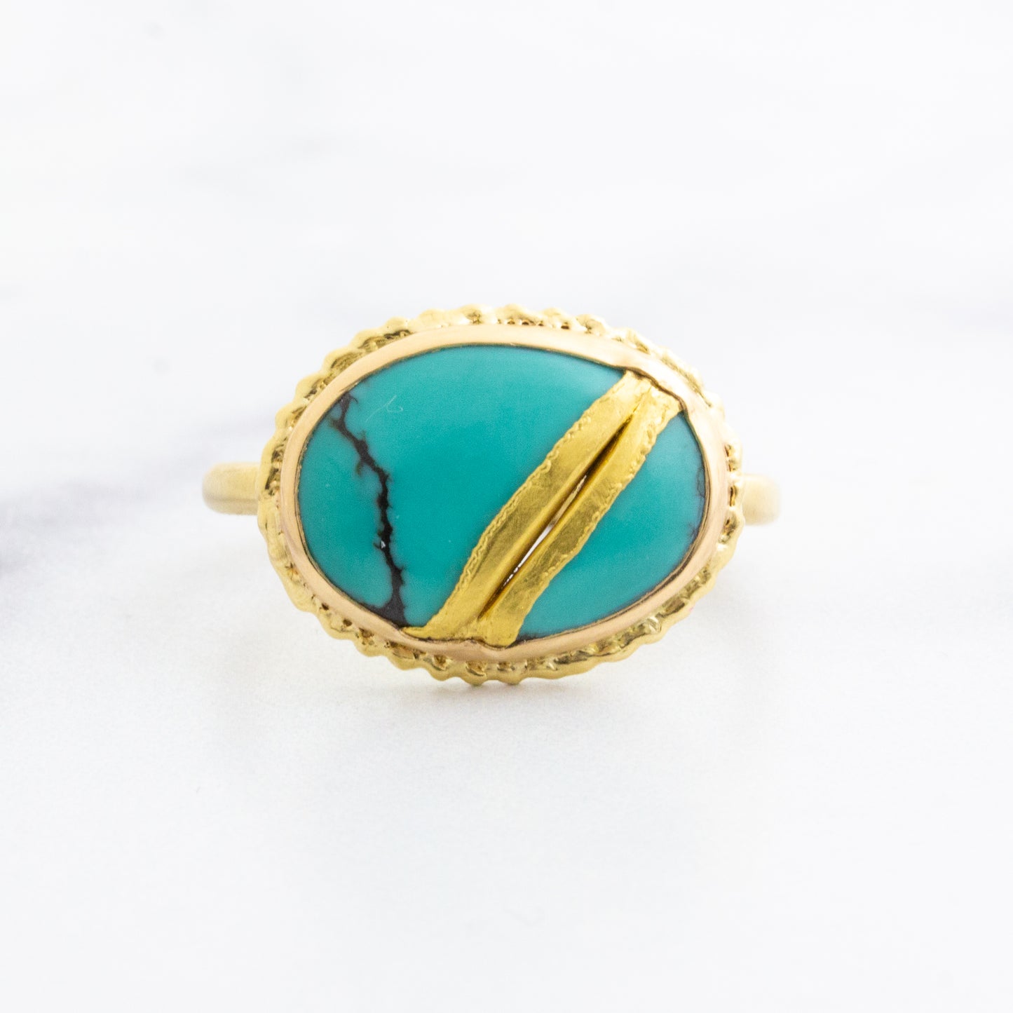 18 & 22K Golden Joinery Hubei Turquoise Ring