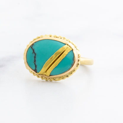 18 & 22K Golden Joinery Hubei Turquoise Ring