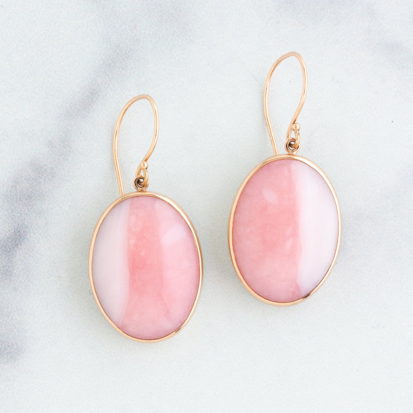 Sterling & 14K Rose Gold Pink Peruvian Opal Earrings