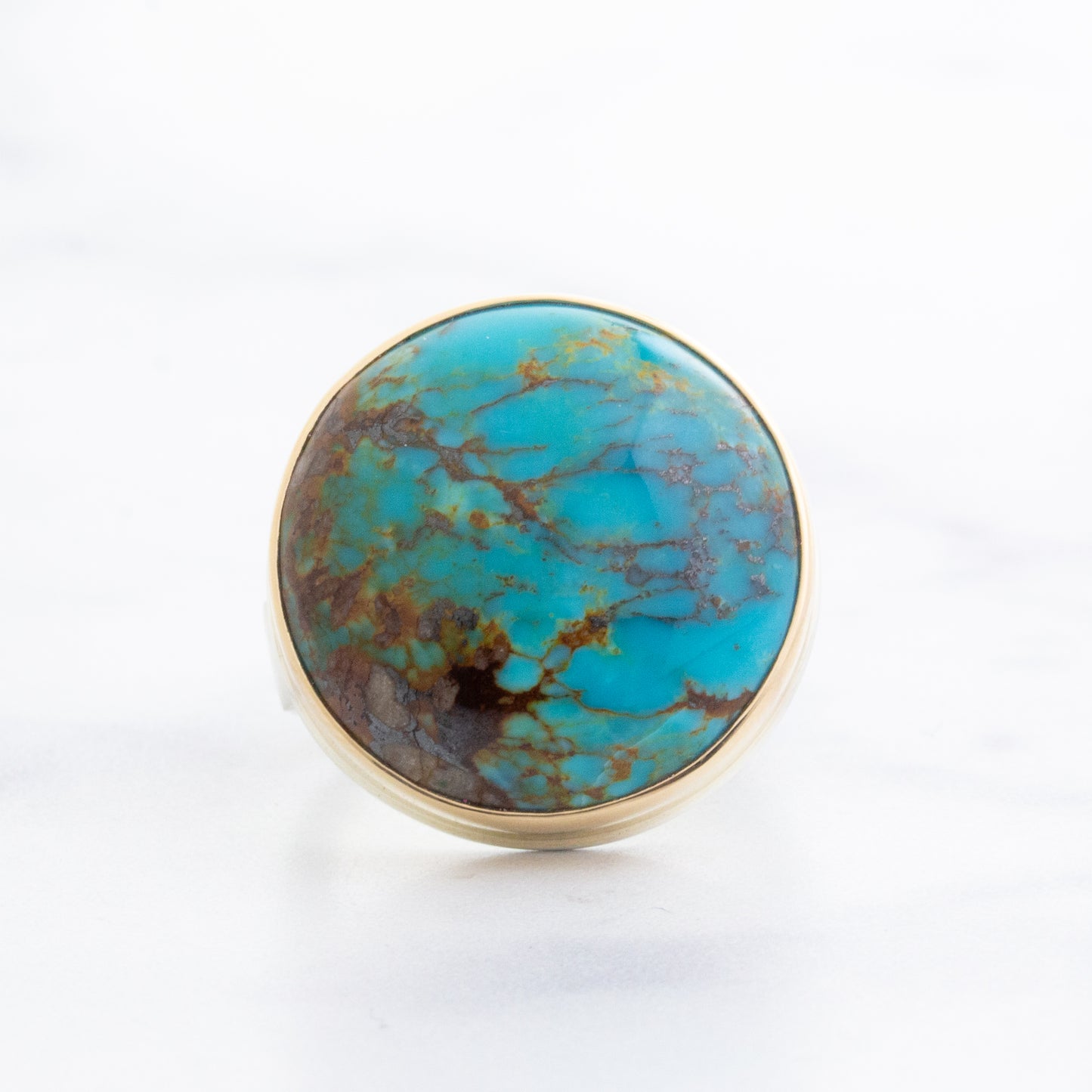 Sterling & 14K Gold Kingman Turquoise Ring