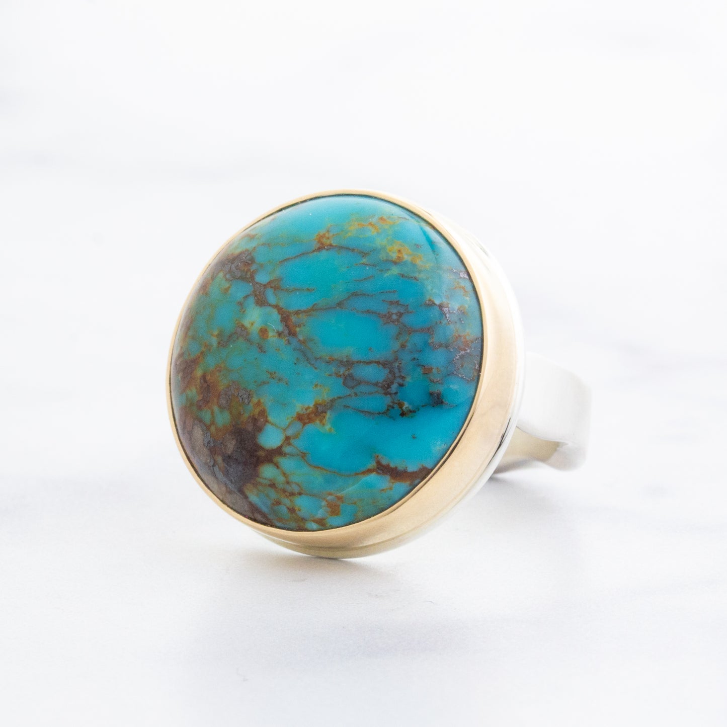 Sterling & 14K Gold Kingman Turquoise Ring