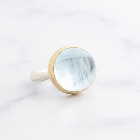 Sterling & 14K Gold Cat's Eye Topaz Ring