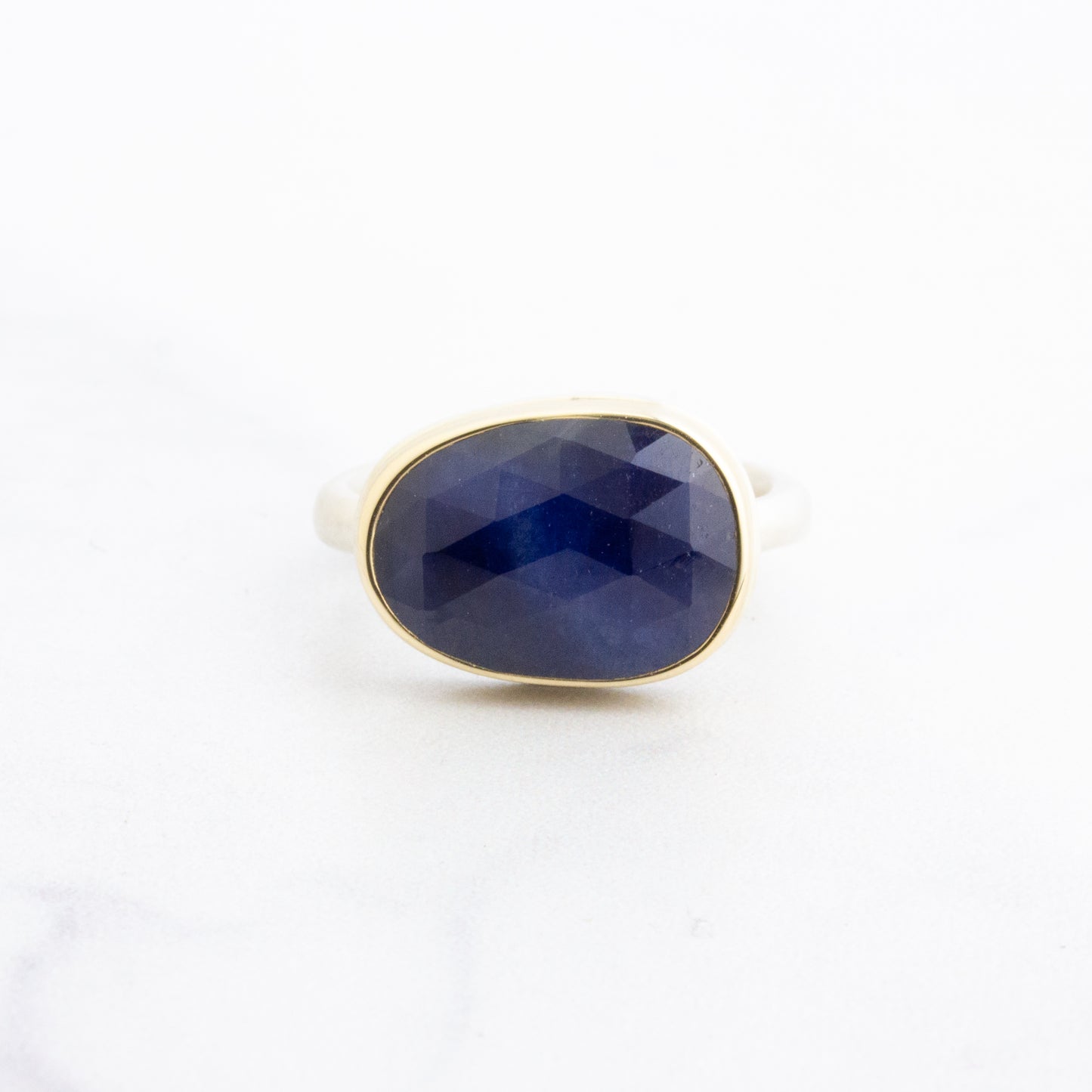 Sterling & 14K Gold Blue Sapphire Ring