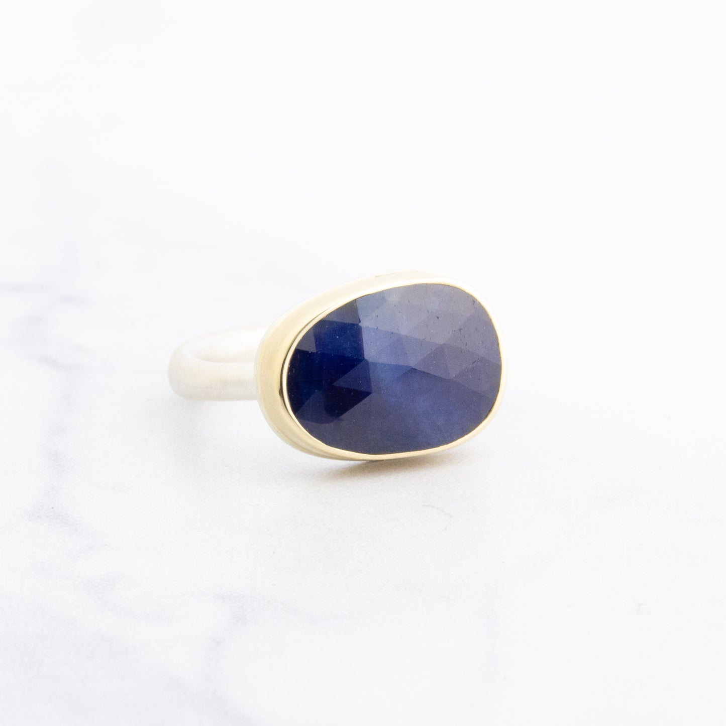 Sterling & 14K Gold Blue Sapphire Ring