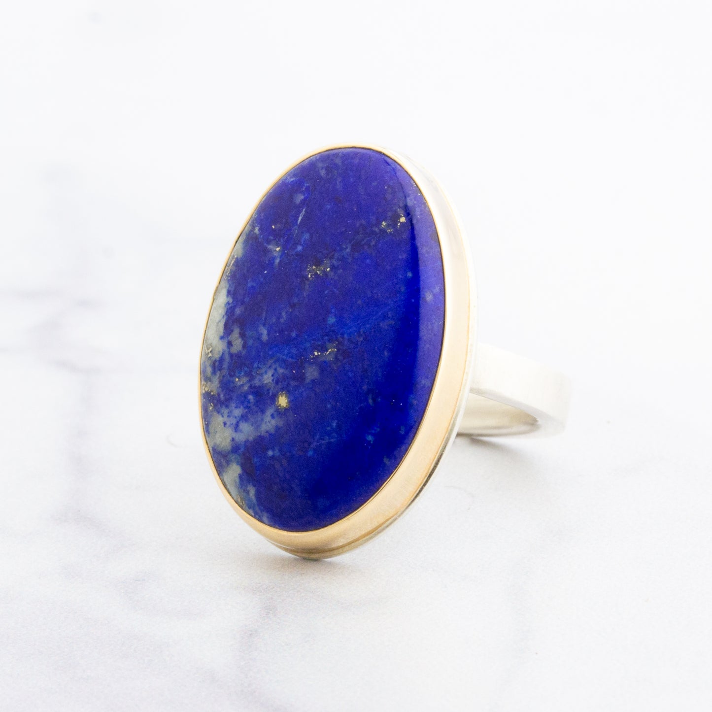 Sterling & 14K Gold Lapis Ring