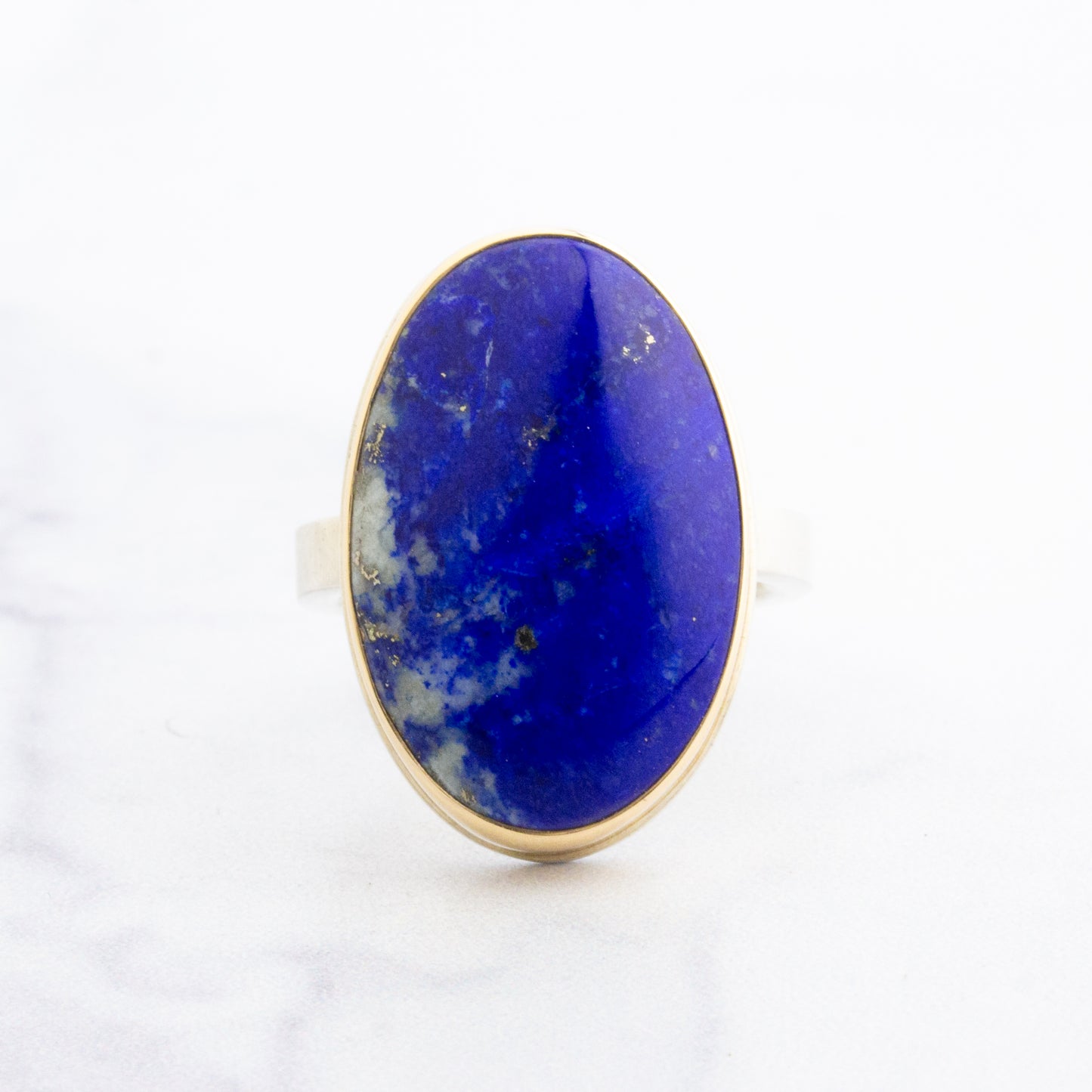 Sterling & 14K Gold Lapis Ring