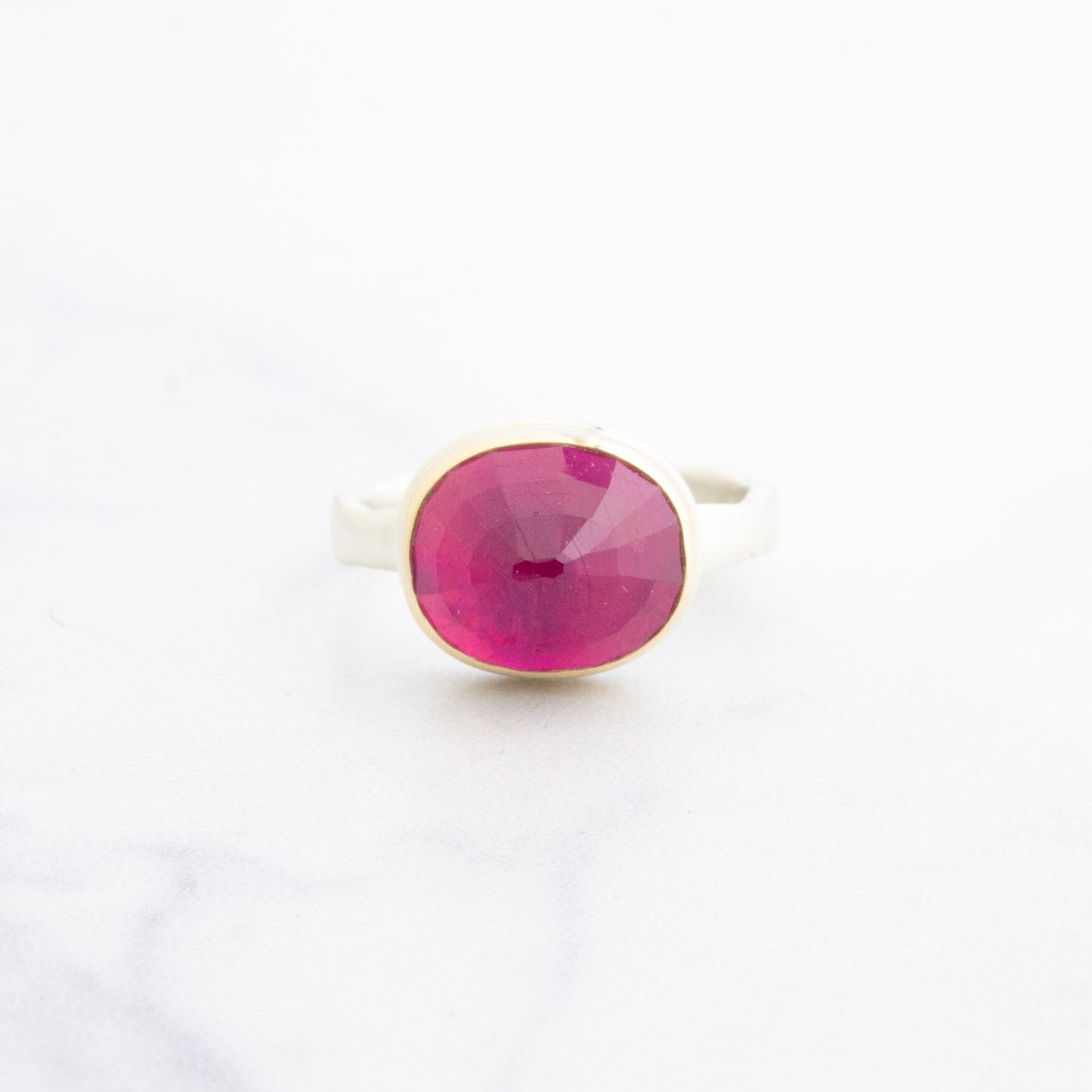 Sterling & 14K Gold African Ruby Ring