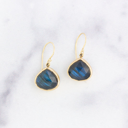 Sterling & 14K Gold Lotus Labradorite Earrings