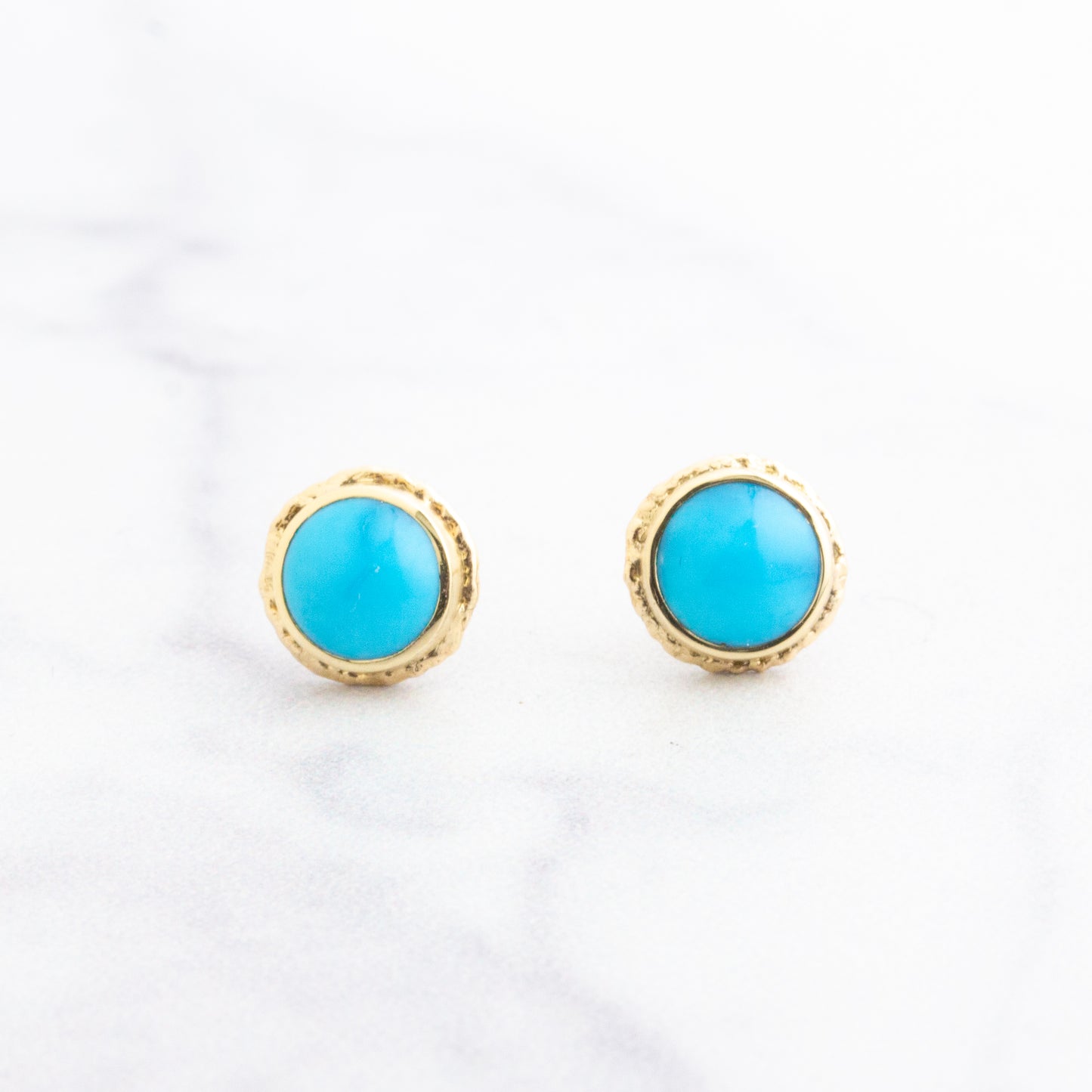14K Gold Sleeping Beauty Turquoise Post Earrings