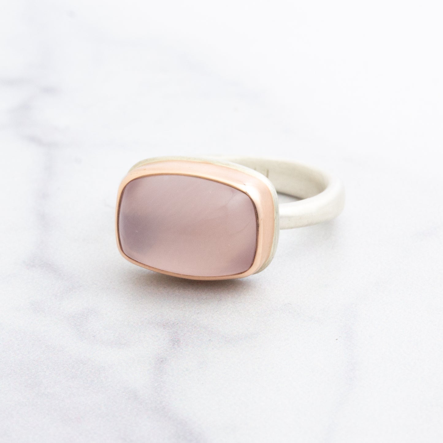 Sterling & 14K Rose Gold Rose Quartz Ring