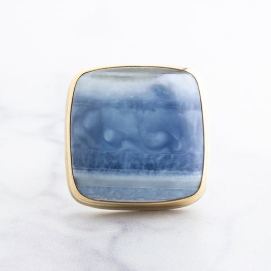 Sterling & 14K Gold Indian Blue Opal Ring
