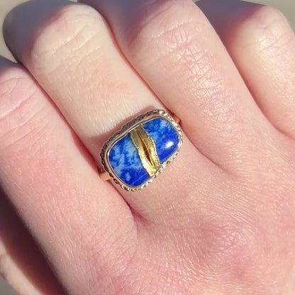 18K Golden Joinery Lapis Ring