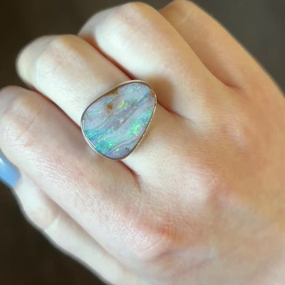 Sterling & 14K Gold Boulder Opal Ring
