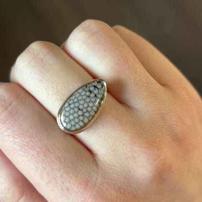 Sterling & 14K Gold Snakeskin Agate Ring