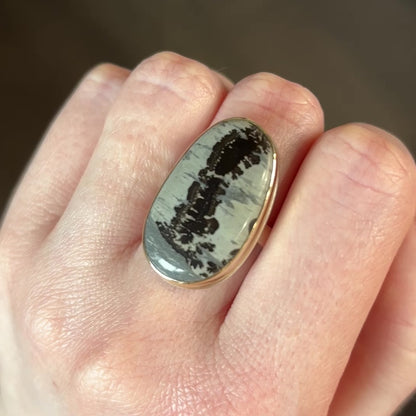 Sterling & 14K Gold Picture Jasper Ring