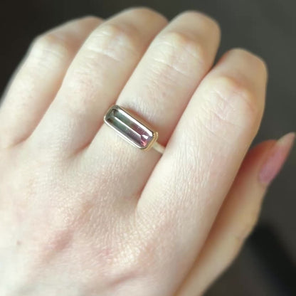 Sterling & 14K Gold Watermelon Tourmaline Ring