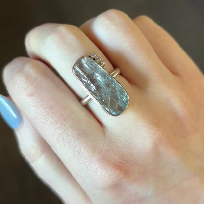 Sterling & 14K Gold Blue Tourmaline & Diamond Ring