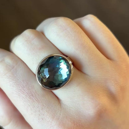 Sterling & 14K Gold Oval London Blue Topaz Ring