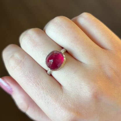 Sterling & 14K Gold African Ruby Ring