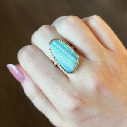 Sterling & 14K Gold Australian Opal Ring