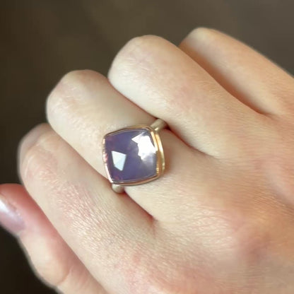 Sterling & 14K Rose Gold Lavender Amethyst Ring
