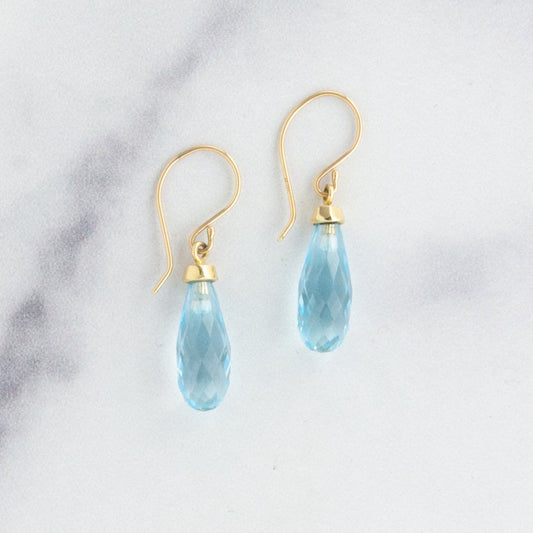 14K Gold Sky Blue Topaz Earrings