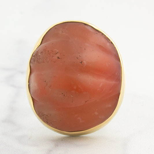 Sterling & 14K Gold Ancient Carnelian Bead Ring