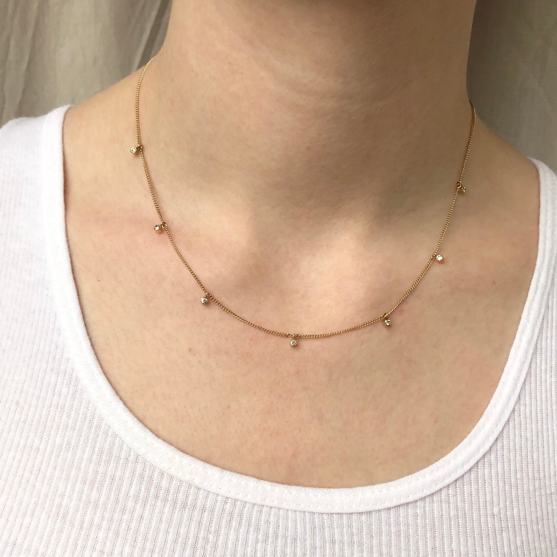 14K Gold Multi-Diamond Necklace