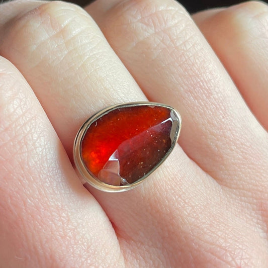 Sterling & 14K Gold Hessonite Garnet Ring