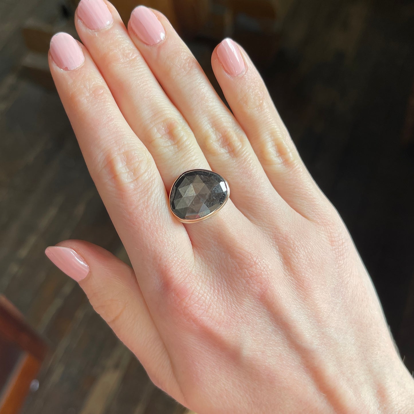Sterling & 14K Rose Gold Brown Sapphire Ring