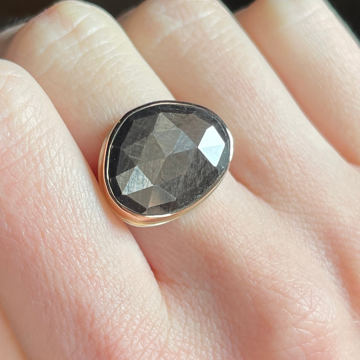 Sterling & 14K Rose Gold Brown Sapphire Ring