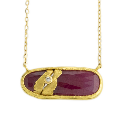 22K Golden Joinery Ruby & Diamond Necklace
