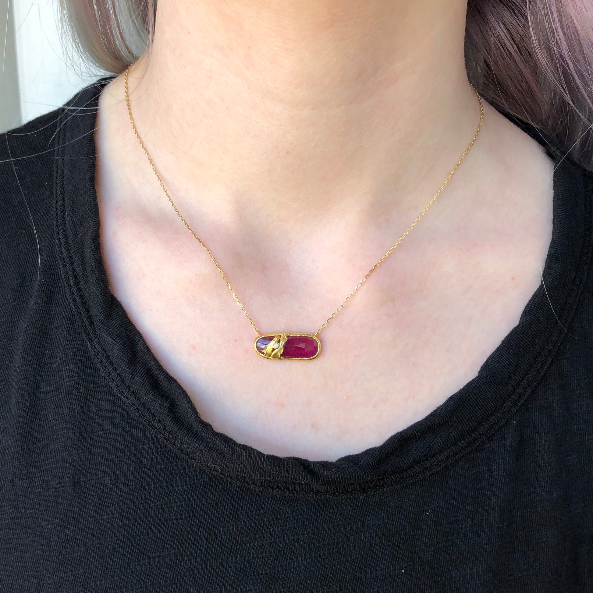 22K Golden Joinery Ruby & Diamond Necklace