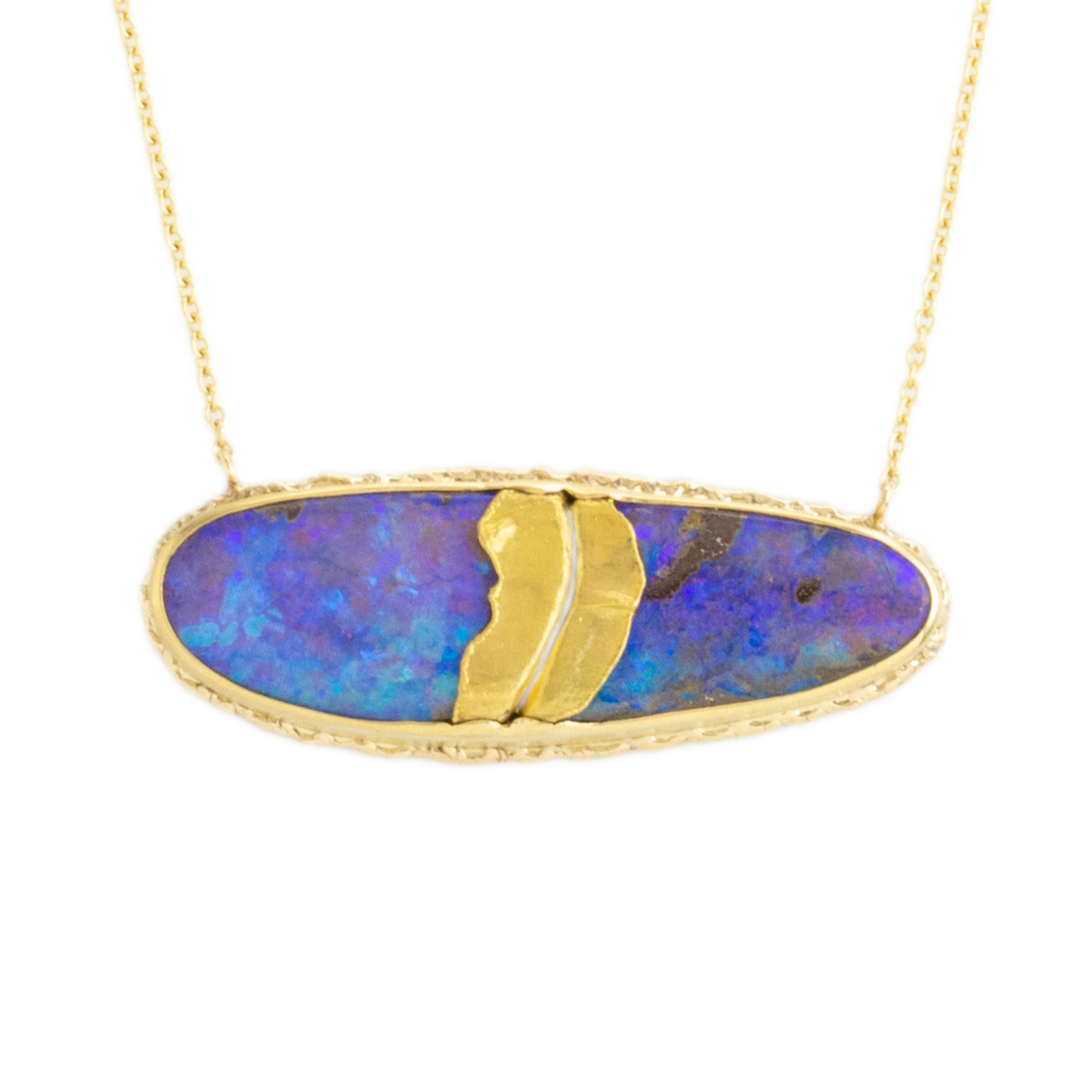 18 & 22K Golden Joinery Boulder Opal Necklace