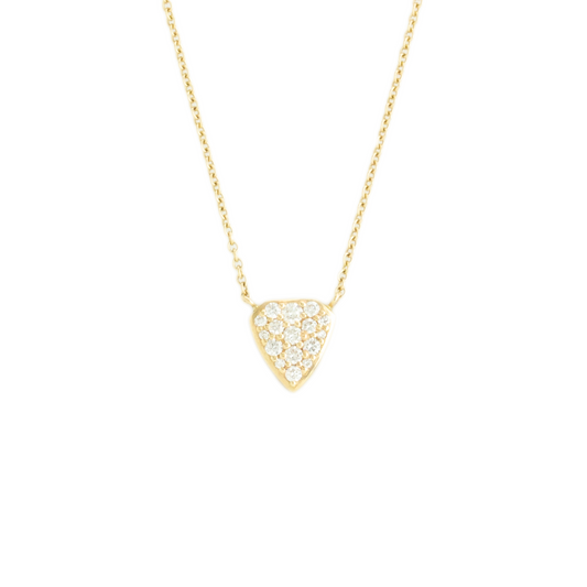 14K Gold Shield Diamond Pave Necklace