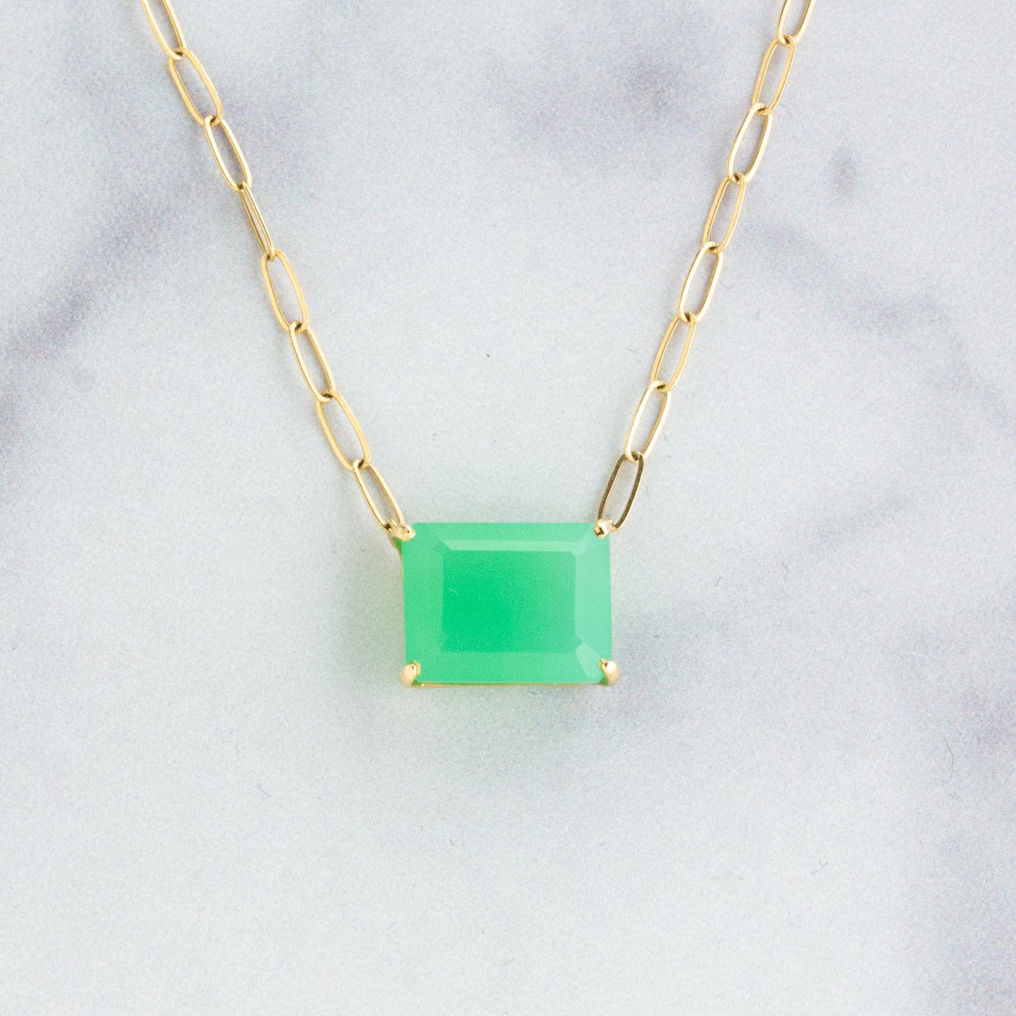 14K Gold Chrysoprase Necklace