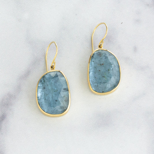 Sterling & 14K Gold Aquamarine Earrings